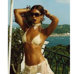 New Heart of Sun Crochet Sol Bikini Set Sz XS